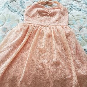 Handmade lace dress in peach